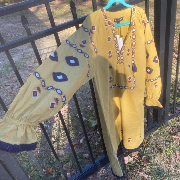 Anthropologie R Ya Jacinta Embroidered Tassel Fringe Dress NWT - Picture 4 of 9